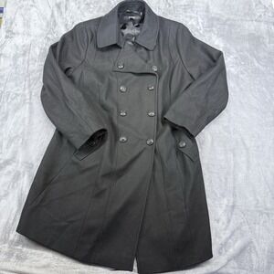 DKNY Women's Black Pea Coat Wool Blend Double Breasted Size 18W Classic Style